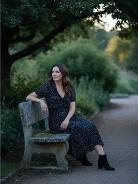 Madewell Black Floral Print Midi Dress NWT